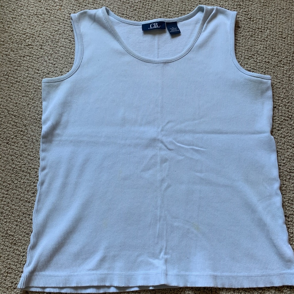 Pale blue knit tank top